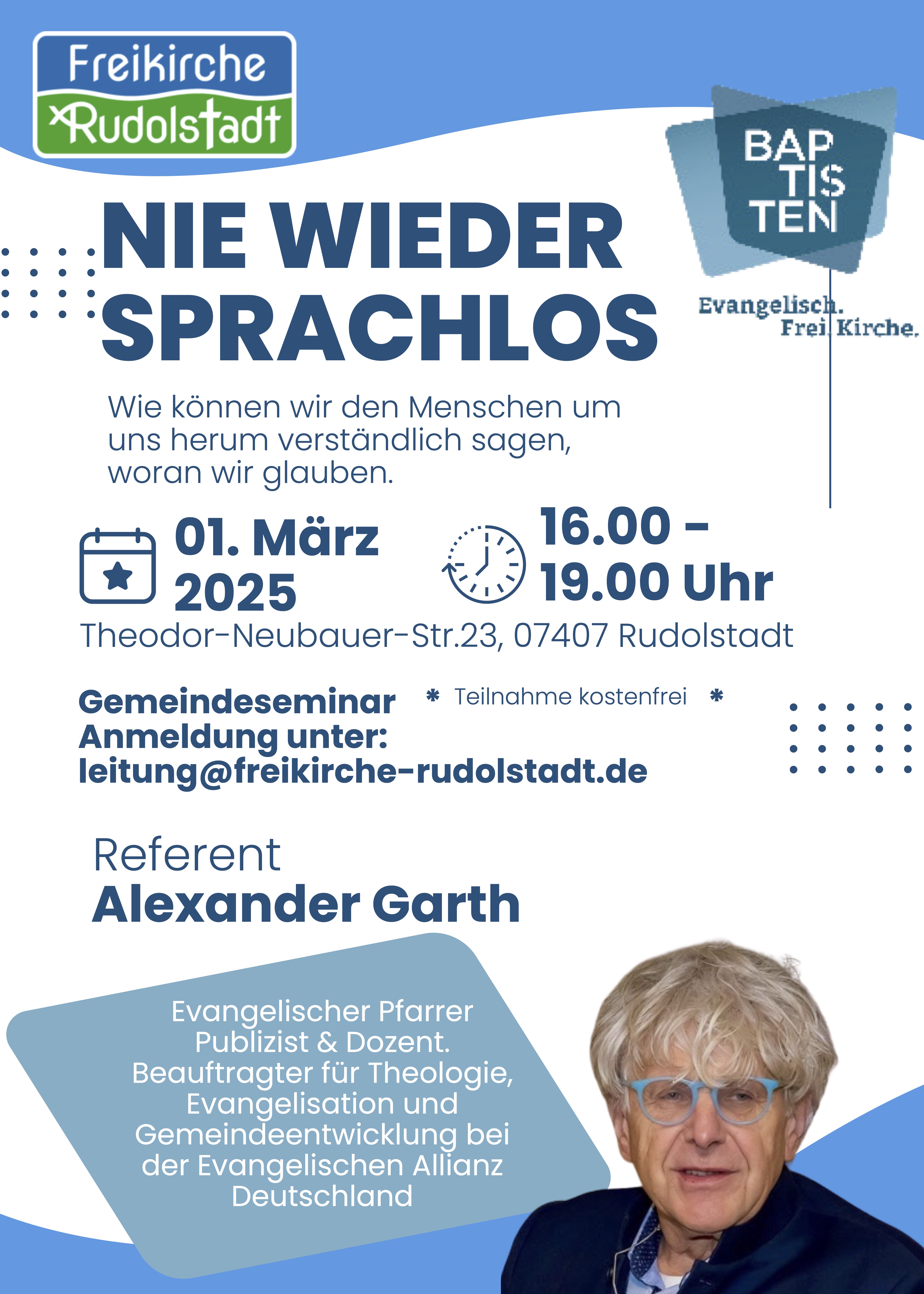 Flyer Seminar Rudolstadt Glauben teilen 2025